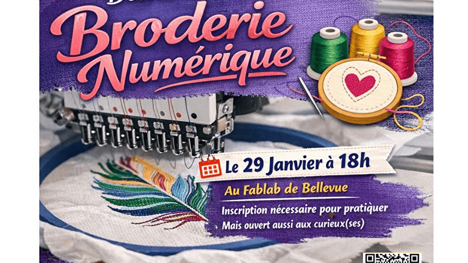 Atelier gratuit - Découverte de la broderie numérique